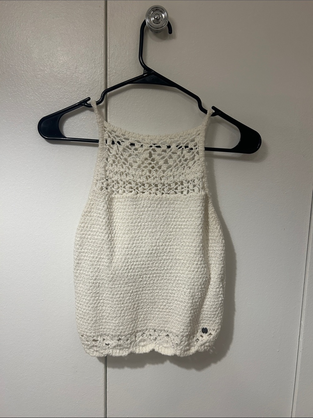 Hollister Cream Crochet Halter Tank Top